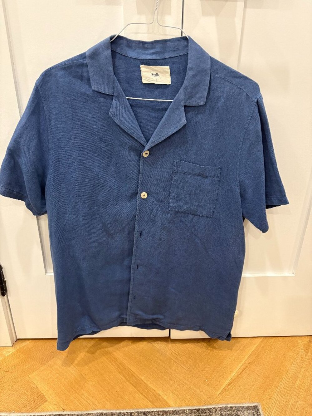 Folk Washed Blue Camp Collar Shirt Size 4 (M)